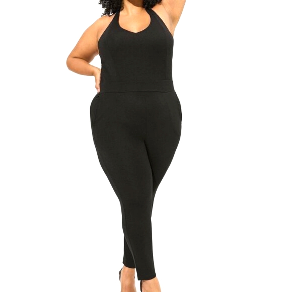 ❤️NWT VINTAGE TORRID JUMPSUIT / CATSUIT - MARILYN MONROE HALTER w/POCKETS - PLUS